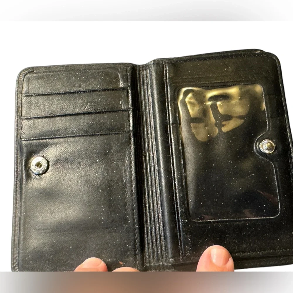 Vintage Black Buxton Cowhide Leather Dual Side Snap Shut Men’s Wallet RARE
